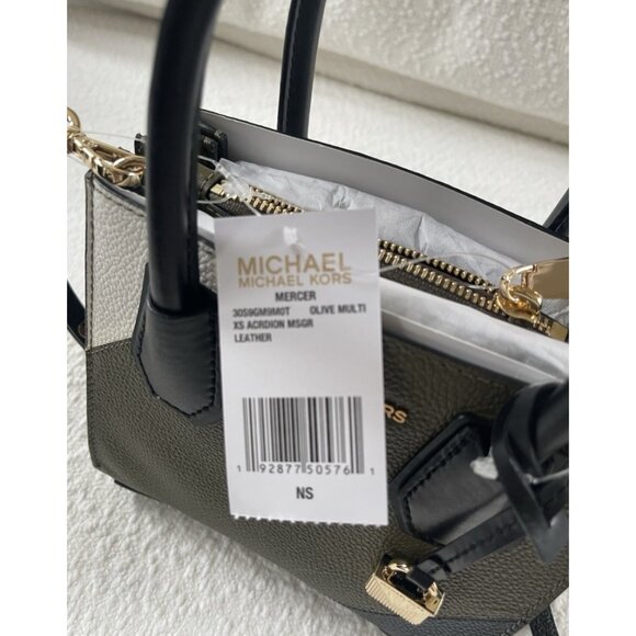 NWT Michael Kors Mercer Medium Messenger Crossbody Leath Bag in Olive Green - Picture 7 of 8